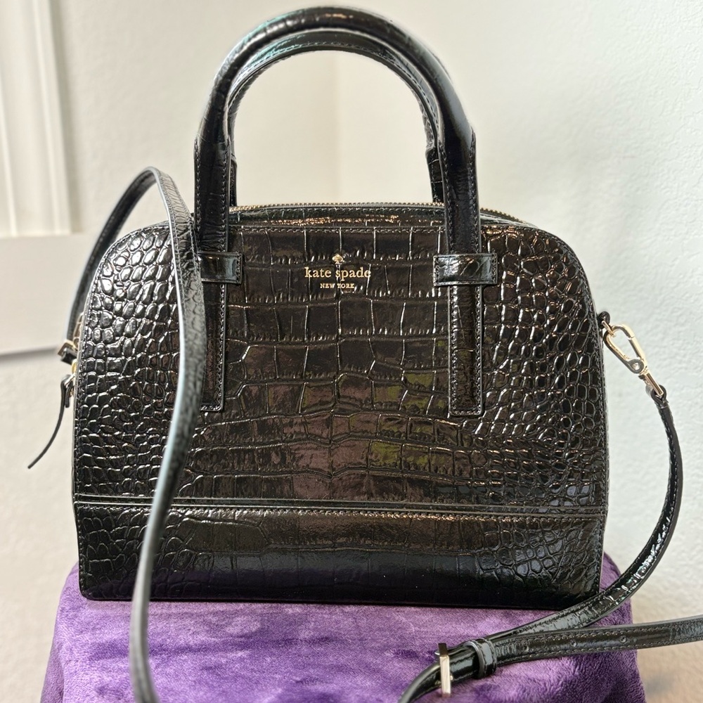 KATE SPADE | Black Riverside Street Exotic Felix Handbag